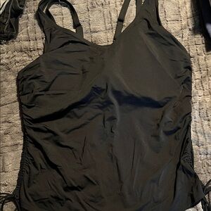 Lands End Black Tankini Top 16DDD